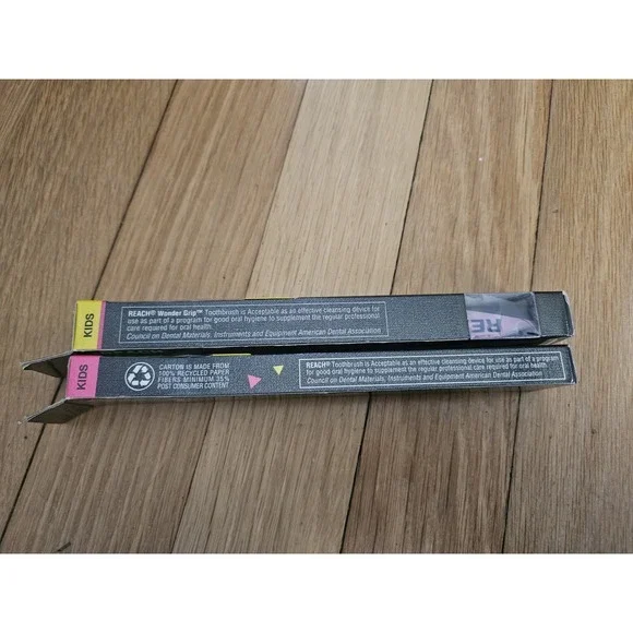 VTG Johnson & Johnson REACH Kids Toothbrush Set Neon & Wondergrip Set 1993/94 - Picture 7 of 9